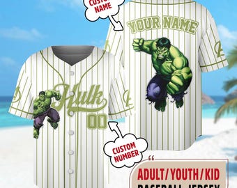 Camiseta de béisbol personalizada de Marvel Hulk 2, camiseta de superhéroe de Marvel Avengers Assemble, camiseta de béisbol de Disneyland, regalo de cumpleaños del equipo