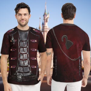 Camiseta 3D de disfraz de Capitán Malvado con Garfio para cosplay, camiseta de disfraz de Halloween de película de supervillanos para niños, camiseta a juego para grupo con estampado 3D. imagen 2