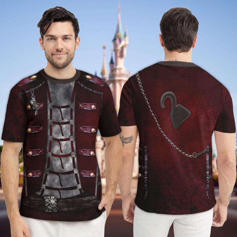 Camiseta 3D de disfraz de Capitán Malvado con Garfio para cosplay, camiseta de disfraz de Halloween de película de supervillanos para niños, camiseta a juego para grupo con estampado 3D. imagen 2