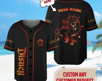 Personalized Disney The Lion King Scar Baseball Jersey, Villain Scar Halloween Jersey Team, Horror Character Shirt, Scar Movie Jersey Shirt