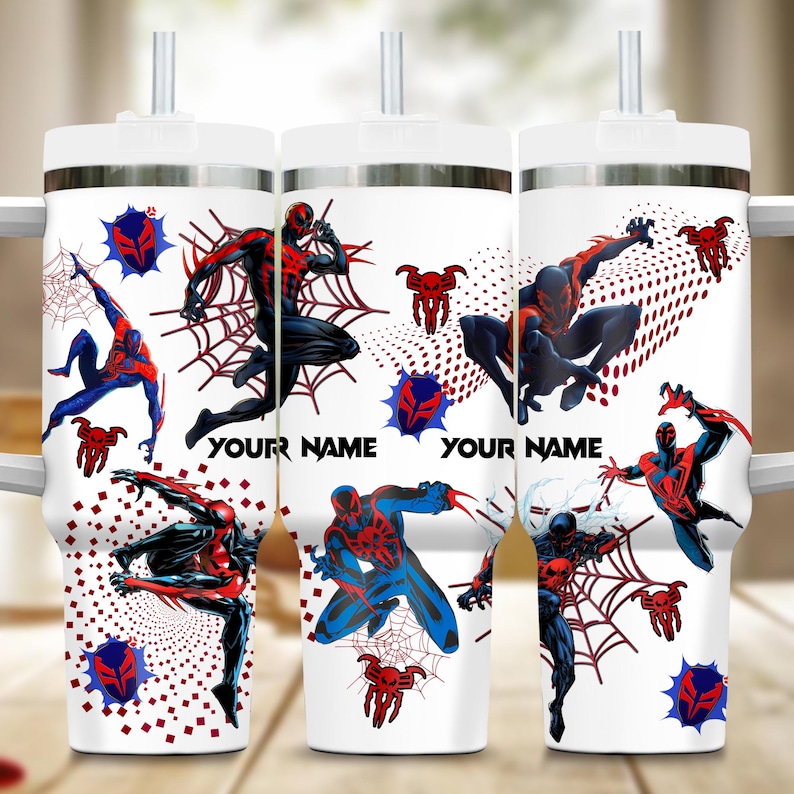 Custom Spiderman 40oz Tumbler, Custom Name Across Spider Verse 40oz Tumbler Cup Gift, Spider Superhero Handle Stainless Steel Tumbler Bild 1