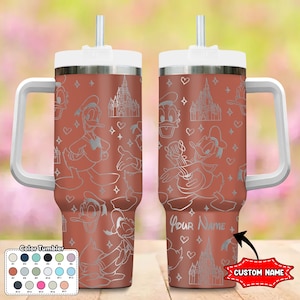 Custom Duck 40oz Tumbler, Cartoon Characters Tumbler, Duck Coffee Cup Gift, Magic Kingdom Handle Stainless Steel Reusable Tumbler