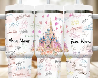 Custom Mickey Castle 40oz Tumbler, Cartoon Character 40oz Insulated Tumbler, Princess Cup Gift, Magic Kingdom Handle Stainless Steel Tumbler