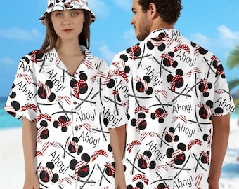 Mouse Cruise Pirate Hawaii Beach Shirt, Mouse Button Up Shirt Holiday, Mouse Pirate Hawaiian Shirt, Mouse 3D All Over Print Shirt