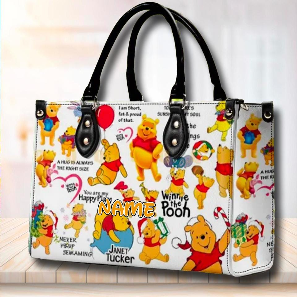 Personalize Winnie The Pooh Leather Bag, Pooh Bear Bag, Disney Leather Crossbody Bag, Pooh Leather Handbag, Disneyland Shoulder Bag