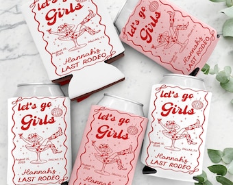 Custom Let Go Girls Bachelorette Can Coolers, Last Rodeo Bachelorette Can Cooler, Disco Cowgirl Bridal Shower Gift, Western Drink Holder