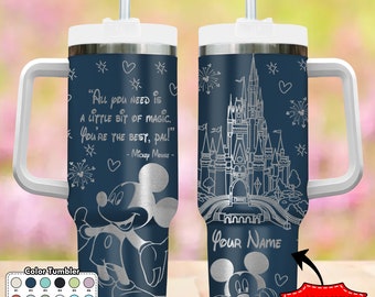 Custom Mouse Castle 40oz Tumbler, Mouse and Friends Cup Gift, Cartoon Laser Engraved Tumbler, Magic Kingdom Stainless Steel Tumbler