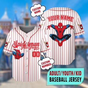 Custom Spiderman Peter Parker Baseball, Custom Disney Kid Youth Adult Baseball Jersey, Spider Baseball Team Outfit, Spider-Man Birthday Gift