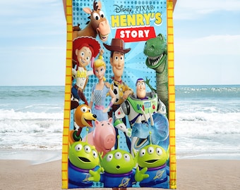 Personalized Toy Story Beach Towel, Woody Buzz Lightyear Towels, Jessie Magic Kingdom Bath Pool Towel, Aliens Cartoon Family Trip Towels