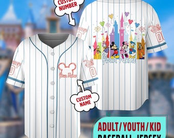 Personalized DN Baseball Jersey, Custom Mickey Mouse and Friends Baseball Jersey Team, Magic Kingdom Shirt, Family Trip Gift