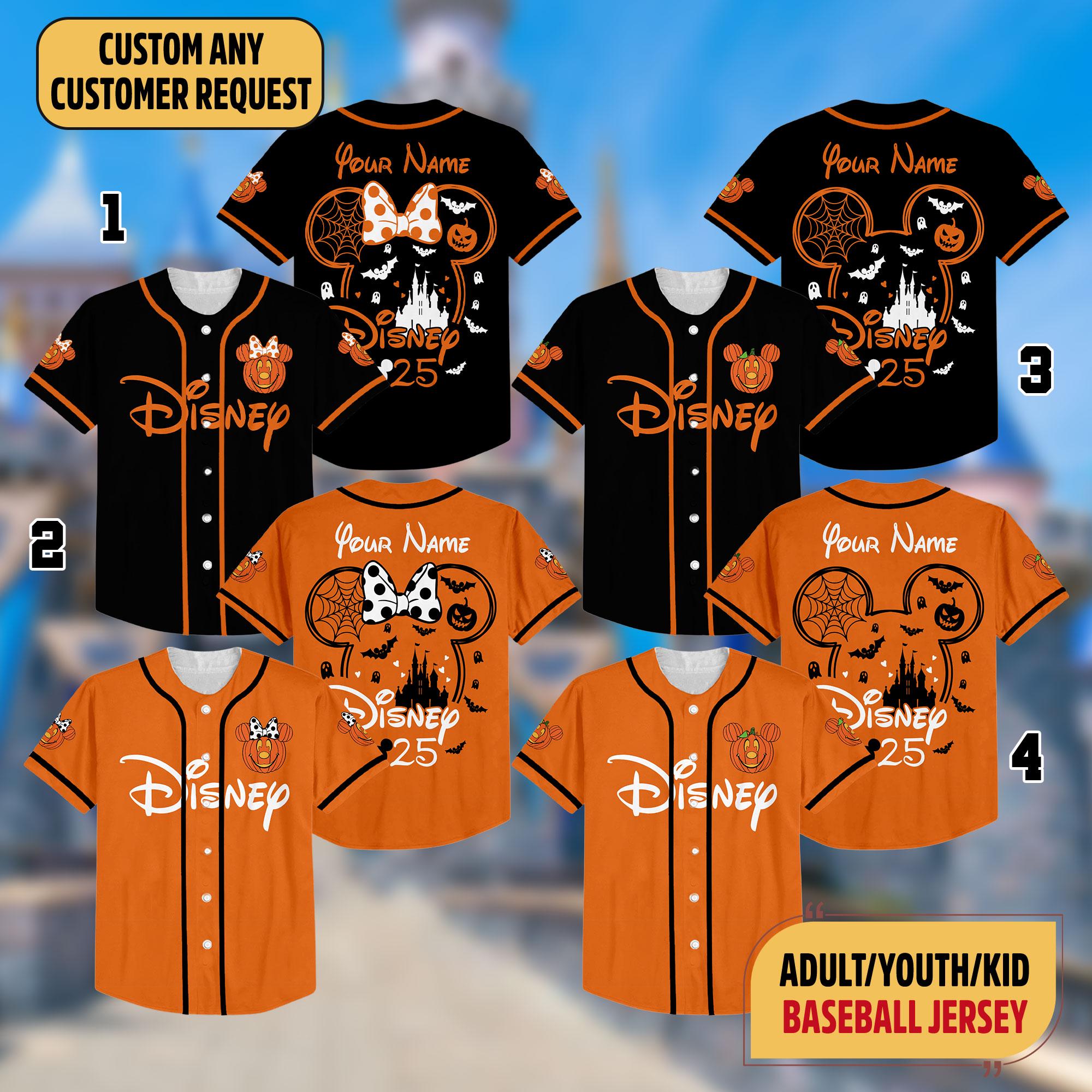 Custom Disney Halloween 2025 Baseball Jersey, Mickey Mouse