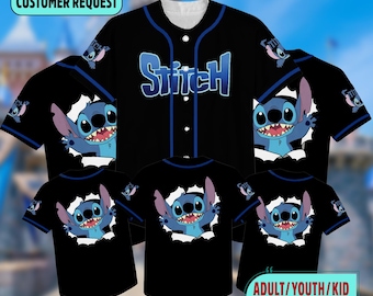 Personalized DN Stitch Baseball Jersey, Custom Stitch Basketball Jersey, Stitch Baseball Shirt, Stitch Birthday Gift, Stitch Trip Shirt
