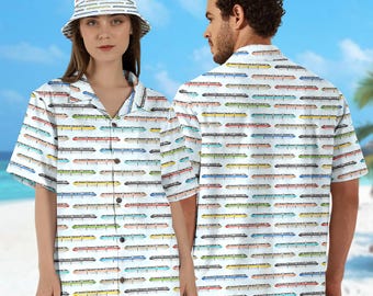Camisa hawaiana con sistema de monorraíl, camisa con botones de tren de monorraíl, camiseta de película de dibujos animados, camiseta de viaje de vacaciones de verano, regalo de cumpleaños para niños
