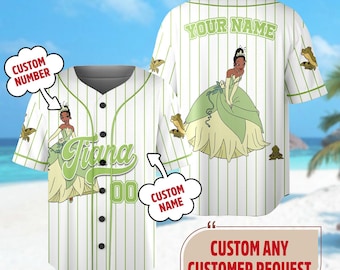 Personalized Disney Tiana Princess Baseball Jersey, Princess And The Frog Basketball Jersey, Tiana Birthday Girl Gift, Family Trip Shirt