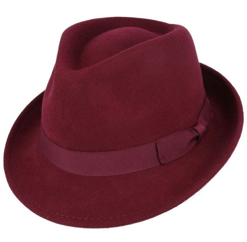 TRILBY Hat Crushable Wool Felt Trilby Hat Men Women Handmade Hat