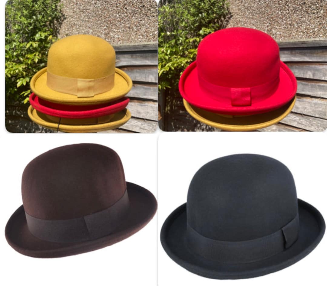 Bowler Hat Soft Crushable 100% Wool Bowler Hat Men Women Handmade ...