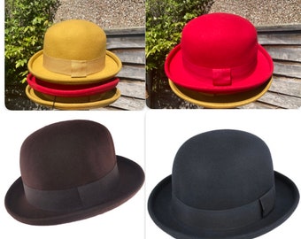 Bowler Hat Soft Crushable 100% Wool Bowler Hat Men Women Handmade Classic Bowler Hat Derby Hat Women Formal Hat Bucket Hat Ladies Bolero Hat