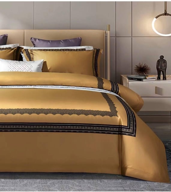 Set di biancheria da letto giallo senape con piumone matrimoniale