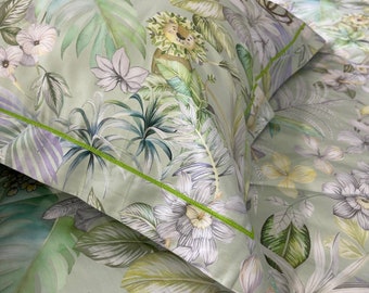 Funda nórdica Queen de algodón premium con edredón de bambú, juego de cama floral, regalo para hija en el día de su boda, juego de cama Queen botánico