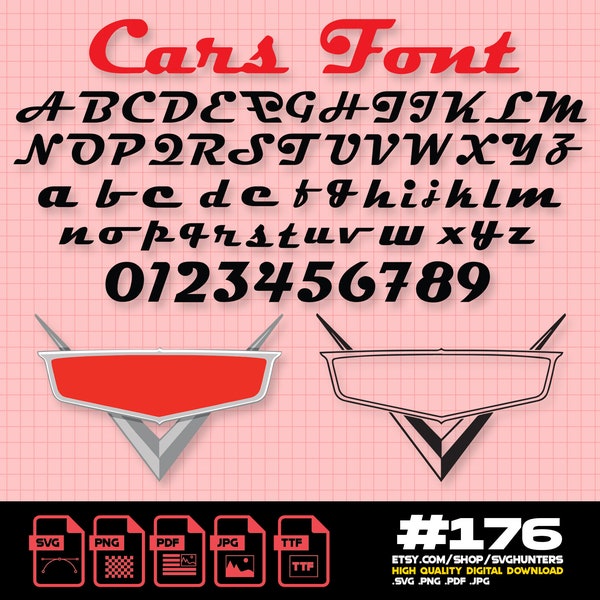 CARS FONT BUNDLE Svg Bundle For Cricut Diy Crafts Shirts Mugs Bottles Stitch Svg Png Jpeg Eps Ai File SvgHunters#176