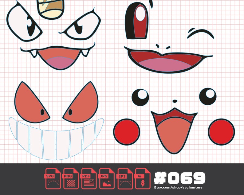 Pokemon Faces Svg Bundle Cricut File Instant Download SVG - Etsy