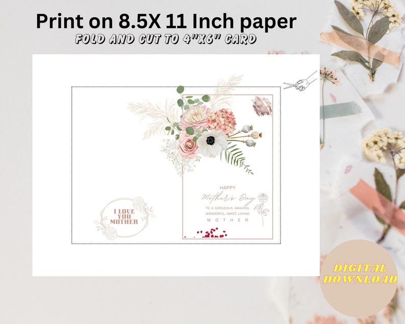 Mother's Day Instant Download Printable Card Digital Mothers Day Card ...