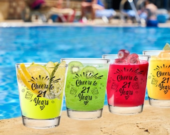 Cheers to 21 Years Shot Glass Set: 21st Birthday Party Favors