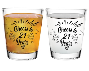 21st Birthday Shot Glass Set: Cheers to 21 Years Party Decoration