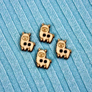 Lama Knöpfe | Holztier-Häkelzubehör für Kinderkleidung | Scrapbook Bastelbedarf | 15 mm Natur-Knöpfe zum annähen