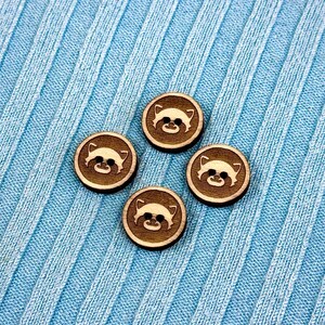 Boutons en bois panda roux | Fournitures de couture et de tricot recyclés 15 mm