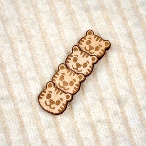 Rostos de tigre de madeira para cartões e scrapbooking | Rostos de animais decorativos fofos de 15 mm para artesanato infantil, formas gravadas inacabadas