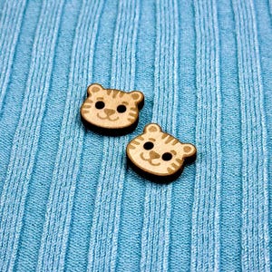 Niedliche Tigerknöpfe | Holztiergesicht häkeln Lieferungen, Handwerk Kinderknöpfe, Scrapbooking Nähe Geschenke, 15 mm Baby Fasteners Multipack