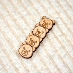 Niedliche hölzerne Teddybär-Gesichter für Scrapbooking und Kartenherstellung, 15 mm dekorative Tiergesichter für Kinderhandwerk, unfertige gravierte Formen