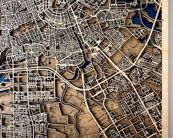 Bespoke Wooden Map | Personalised 3D Laser Cut Anniversary Map Of Any Location For Her And Him | Customisable Engraved City Map