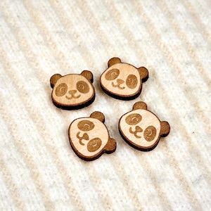 Houten pandagezichten voor scrapbooking en kaarten maken, decoratieve schattige dierengezichten van 15 mm voor kinderambachten, onafgewerkte gegraveerde vormen