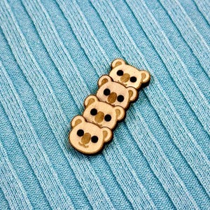 Koala Bär Knöpfe | Holztier-Häkelzubehör für Kinderkleidung | Scrapbook Bastelbedarf | 15 mm Natur-Knöpfe zum annähen