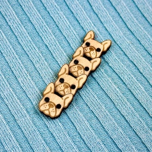 Französische Bulldogge Knöpfe | Holztier-Häkelzubehör für Kinderkleidung | Scrapbook Bastelbedarf 15mm Unfertige Nähen von Knöpfen
