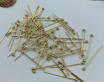 Edelstahl-Goldfarbe 25mm Kugelkopfstifte Headpins Nadel DIY Schmuckherstellung, DIY Halskette Armband Zubehör Herstellung