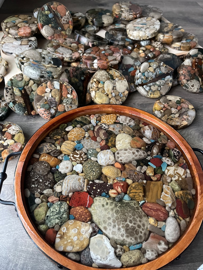 Beautiful Lake Michigan Shoreline Petoskey Stone Tray | Michigan ...