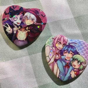 Iruma-kun/TVDINT - silly spooky anime heart badges - Welcome to Demon School, Iruma-kun!, The Vampire Dies in No Time