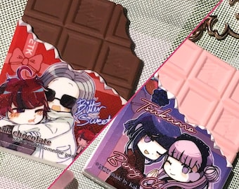 The Hundred Line - Eitaku, Tsukumo Twins chocolate bar charms