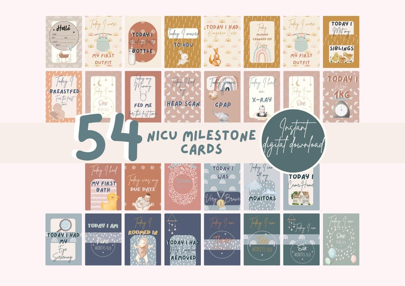 NICU Milestone Cards | Baby Milestone | New Baby | NICU | HDU ...