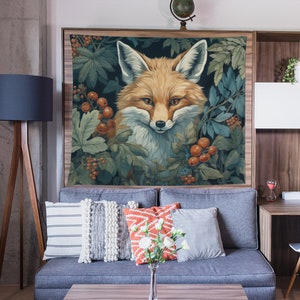 William Morris Fox Face Tapestry, Woodland Gothic Hanging Gift for Her ...