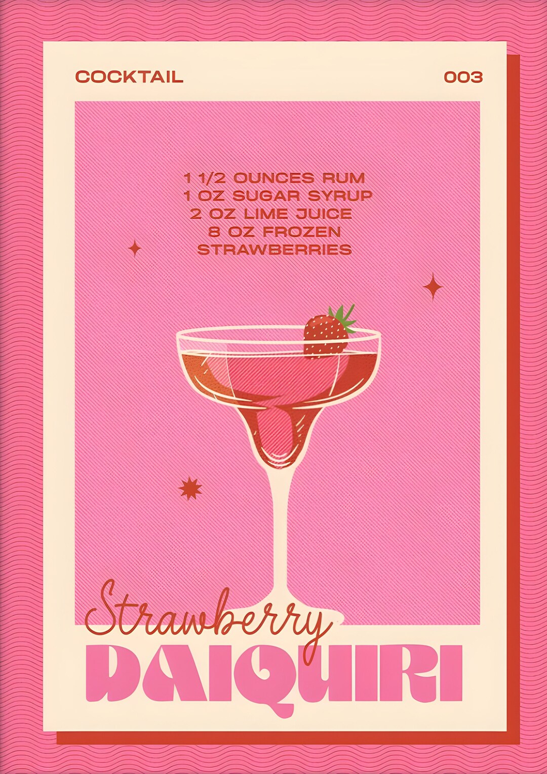 Strawberry Daiquiri Bar Decor Drink Tapestry Pink Drink Recipe Wall Art