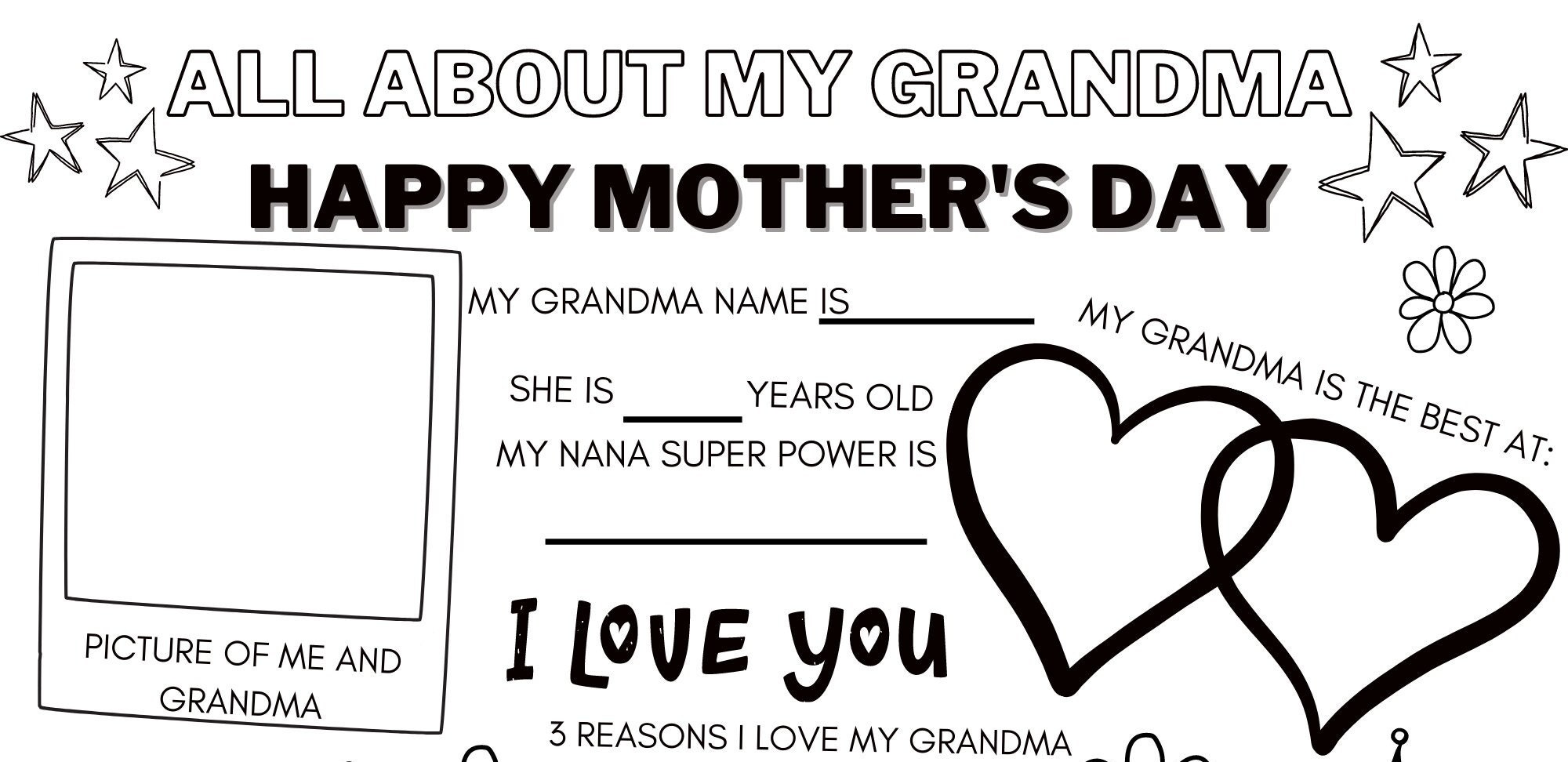 Mother's Day Grandma Printable Activity Daycare - Etsy