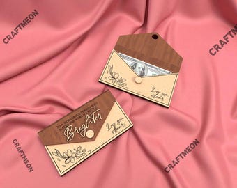 Laser cut money envelope svg cutting file Glowforge wedding envelope money holder svg Birthday  envelope gift money holder travel dxf cnc