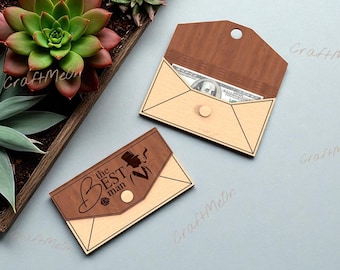 Laser cut money gift holder envelope svg cutting file Glowforge wedding best man DXF PDF  PNG digital file