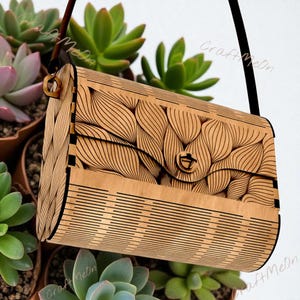 Laser cut wooden clutch bag svg Glowforge handbag svg cricut Clutch cnc vector template Handbag purse dxf digital download