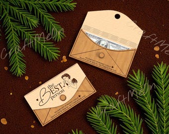 Laser cut money envelope svg cutting file Glowforge wedding envelope money holder svg Birthday envelope gift money holder travel dxf cnc