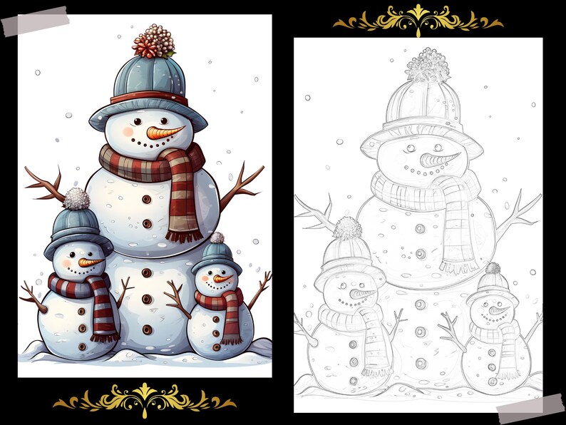 30+ Funny Crazy Snowmen Coloring Page With Guidelines: A Printable ...